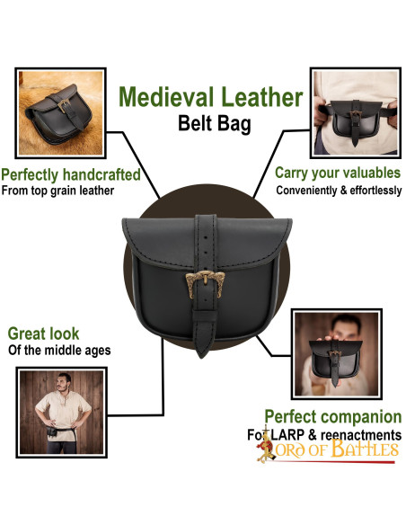 Pequena bolsa medieval em couro...