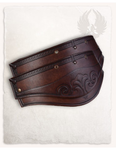 Ombreiras medievais modelo Artemis, couro marrom (2ª edição)