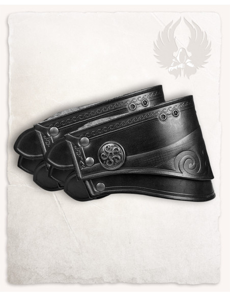 Ombreiras de couro preto com padrão...