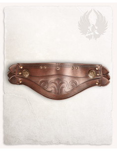 Ombreiras de couro marrom com padrão floral em relevo... 2