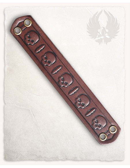 Pulseira pequena gótica de caveiras e...