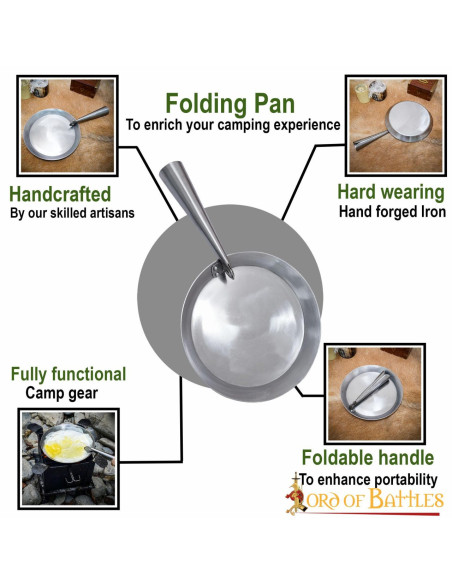 Frigideira dobrável em ferro forjado...