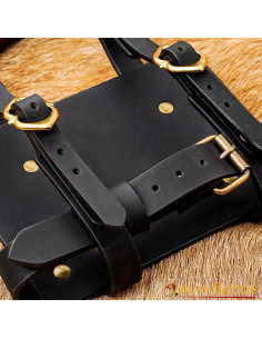 Porta-revistas para carregar no cinto, couro preto 2