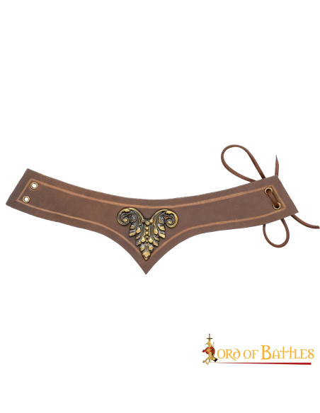 Tiara de couro marrom com decoração...