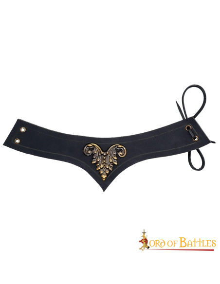 Tiara medieval de couro preto decorada