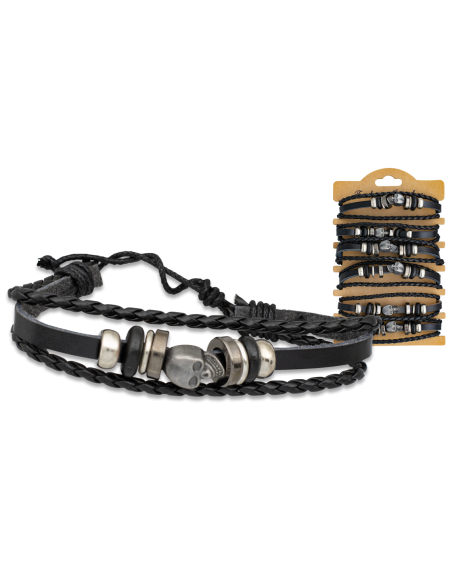 Pulseira de couro decorada com pedra...