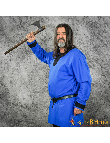 Túnica viking modelo Sigurd azul-preto
