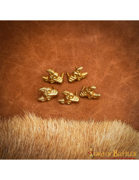 Pack 5 decorações em latão lobo celta