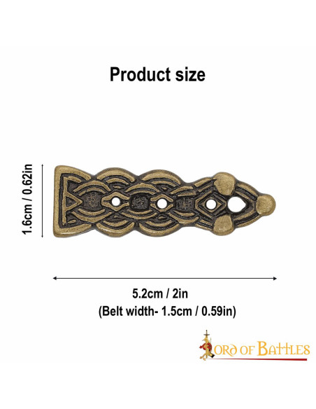 Ponta de cinto celta de latão antigo