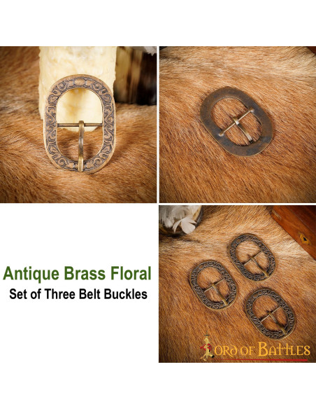 Pacote de 3 fivelas de latão antigo...