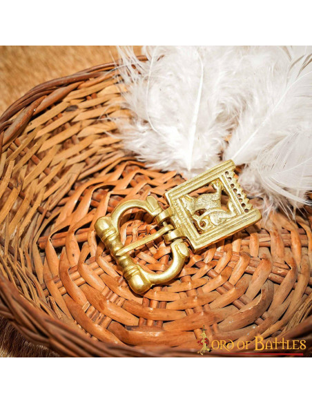 Fivela de lobo medieval em latão (6,2...