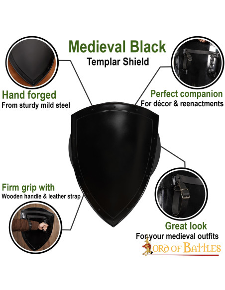 Escudo preto liso para pintar (60,9 cm.)