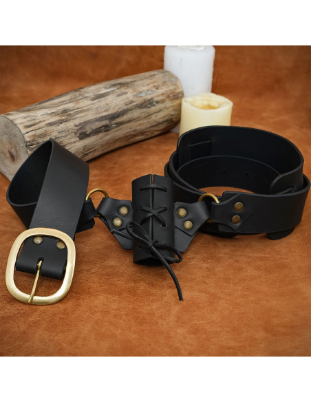 Baldric medieval de couro com cinto,...