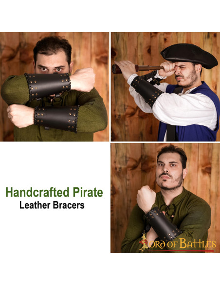 Braçadeiras medievais de couro com...