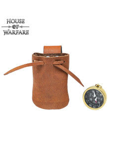 Bússola pirata com estojo de couro genuíno (3,5 cm.)