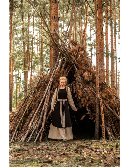 Sobretudo medieval Magdalena, cor marrom