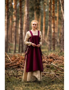 Túnica medieval para mulher Hildegard, vermelha 2