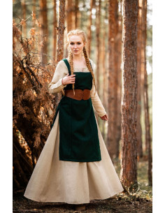 Avental medieval Viking Aila em lã, cor verde