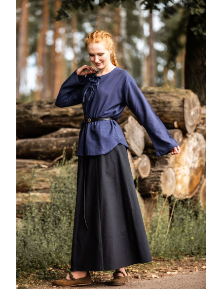 Blusa medieval modelo Tilda, cor azul