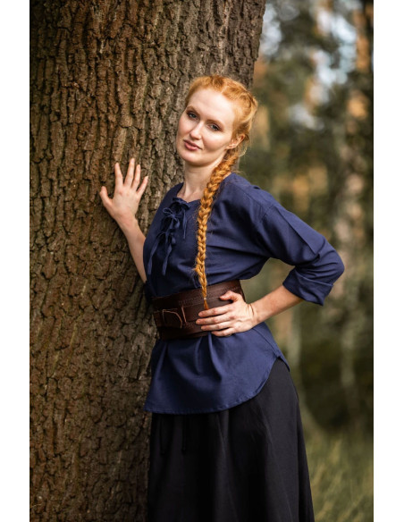 Blusa medieval modelo Tilda, cor azul