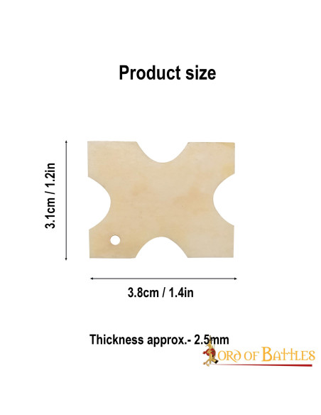 Tábua de osso decorativa (3,8 x 3,1 cm)