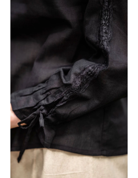 Blusa de mulher medieval Bettina, preta