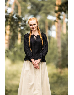 Blusa de mulher medieval Bettina, preta