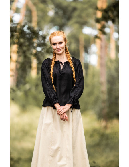 Blusa de mulher medieval Bettina, preta