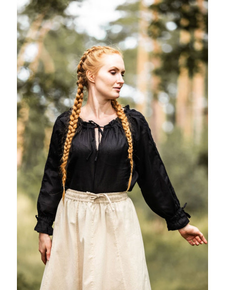 Blusa de mulher medieval Bettina, preta