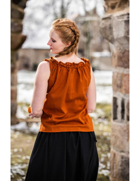 Adele Blusa Medieval Sem Mangas, Rust...