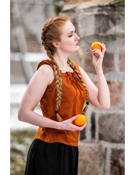 Adele Blusa Medieval Sem Mangas, Rust...