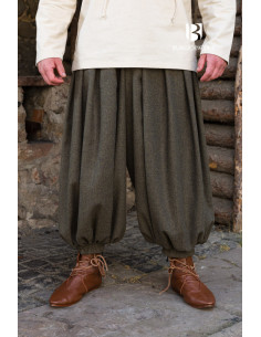 Calça Rus Borys de perna larga, cinza oliva