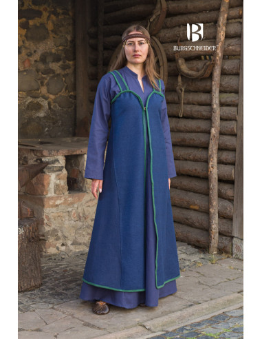 Vestido medieval modelo Rus Katarzyna, azul esverdeado