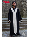 Túnica de Mágico Medieval, Preto-Branco Natural