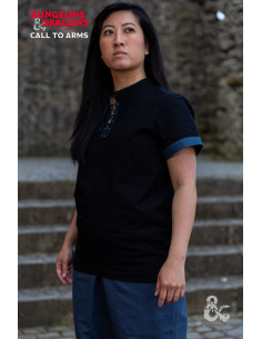 Camisa medieval Rogue, preto-azul