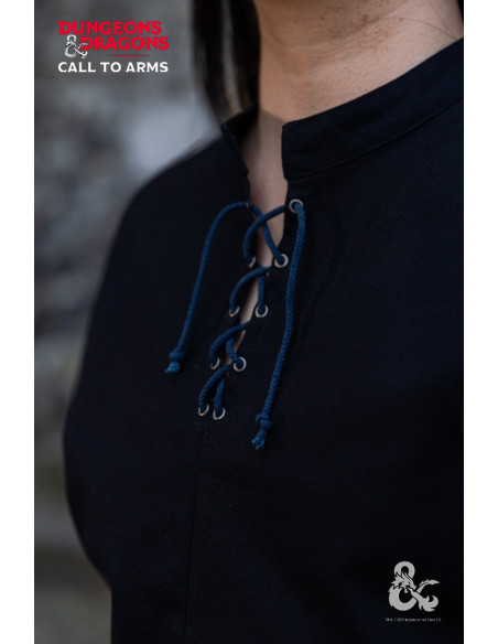 Camisa medieval Rogue, preto-azul