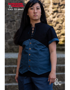 Colete medieval com capuz Rogue, preto-azul