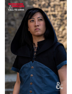Colete medieval com capuz Rogue, preto-azul 2