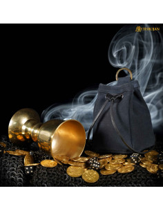 Bolsa LARP medieval em couro (12,7 x 10,1 cm.)