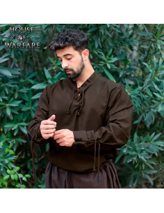 Camisa medieval de algodão modelo Luigi, marrom