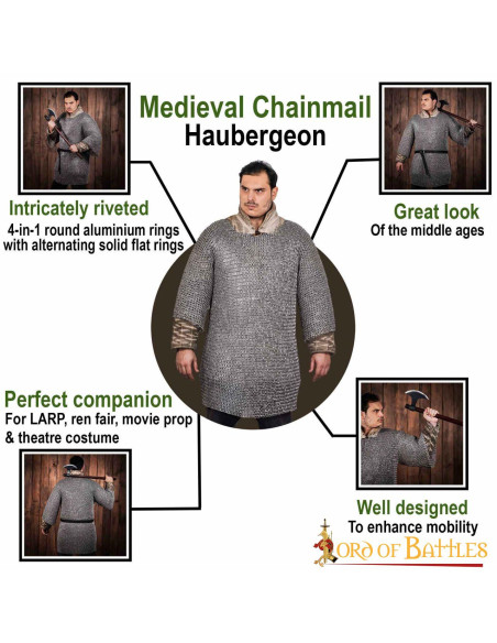 Cota de malha de alumínio meia manga...