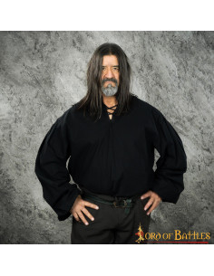 Camisa medieval de algodão modelo Usna, preta