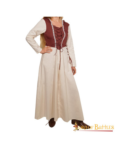 Vestido medieval de algodão modelo donzela