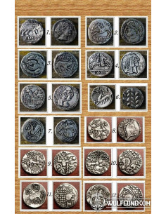 Coleção de 12 moedas celtas, principalmente da tribo Boii
