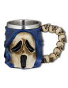 Caneca de resina fantasia modelo caveira, azul - branco