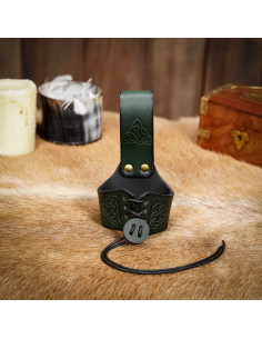 Baldric feito à mão para chifres Design de nó celta, verde 2