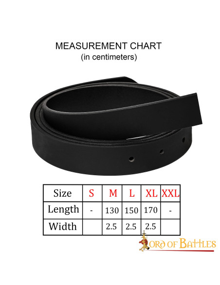 Cinto medieval de couro preto sem...