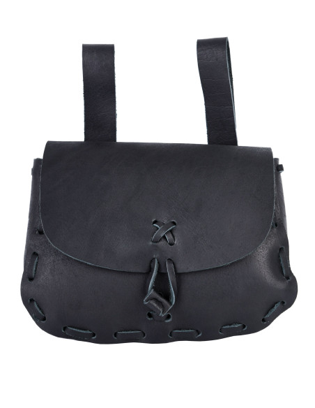 Bolsa de cinto medieval, couro preto...