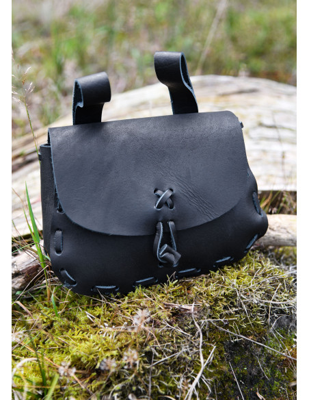 Bolsa de cinto medieval, couro preto...