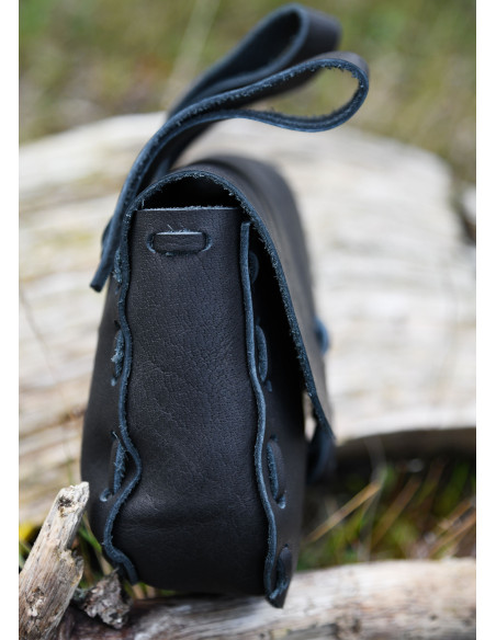 Bolsa de cinto medieval, couro preto...